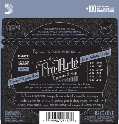 D'Addario EJ46TT žice za klasičnu gitaru – pakovanje – zadnja strana