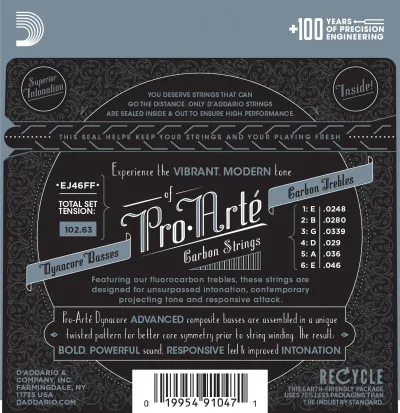 D'Addario Pro-Arté EJ46FF žice za klasičnu gitaru – pakovanje – zadnja strana