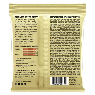 Ernie Ball Earthwood 80/20 P02004 žice za akustičnu gitaru 11-52 – zadnja strana pakovanja