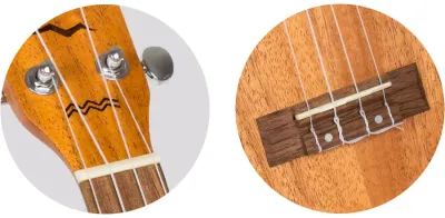 Flight DUC323CEQ MAH/MAH elektroakustični koncertni ukulele sa torbom – detalj glave i kobilice