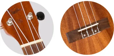 Flight NUB310 bariton ukulele – detalj glave i kobilice